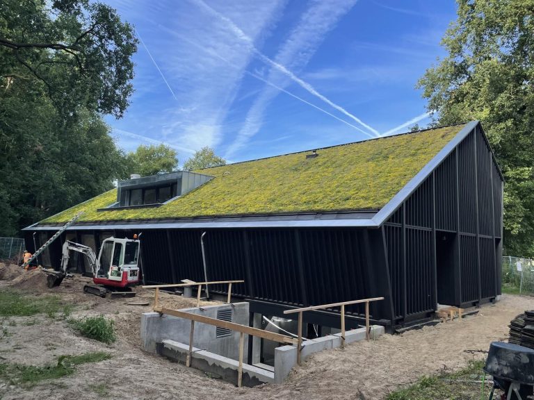 Een voorbeeld van een duurzame dakbedekking. Je ziet hier een groen dak.